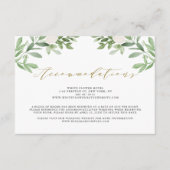 白い花と緑結婚の宿泊施設 エンクロージャーカード (正面)