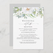 白い花と緑結婚の情報 エンクロージャーカード (正面/裏面)