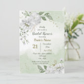 白い花と緑葉のブライダルシャワー 招待状 (スタンド正面)