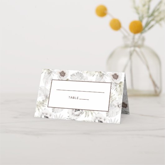 白い花と羽 プレイスカード (正面)