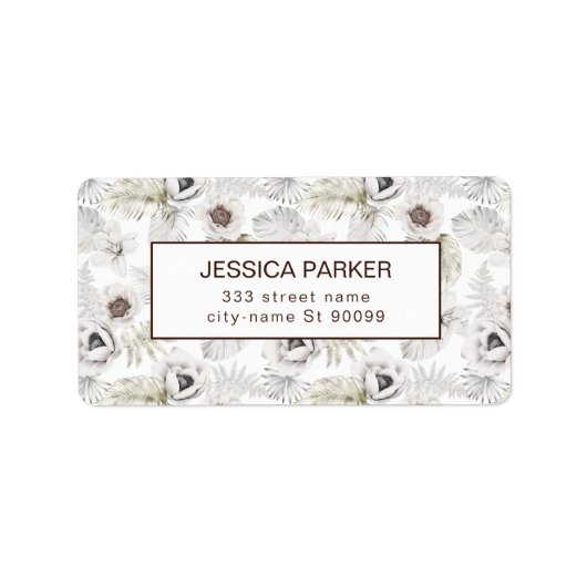 白い花と羽 ラベル (正面)