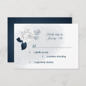 白い花と葉海軍 出欠カード (正面/裏面)