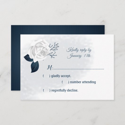 白い花と葉海軍 出欠カード (正面/裏面)