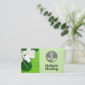 白い花と葉 |ホリスティック 名刺 (スタンド正面)