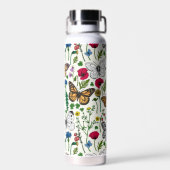 白い花と蝶 ウォーターボトル (背面)