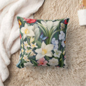 白い花と蝶 クッション (ブランケット)