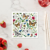 白い花と蝶 スタンダードカクテルナプキン (インサイチュ)