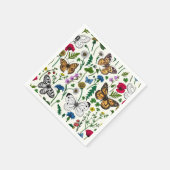 白い花と蝶 スタンダードカクテルナプキン (角)