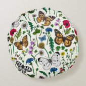 白い花と蝶 ラウンドクッション (裏面)