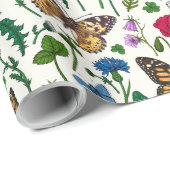 白い花と蝶 ラッピングペーパー (ロールコーナー)
