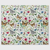 白い花と蝶 ラッピングペーパー (フラット)