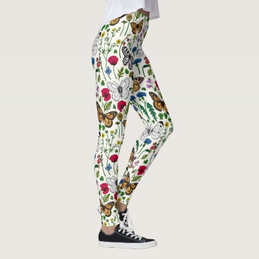 白い花と蝶 レギンス (右)