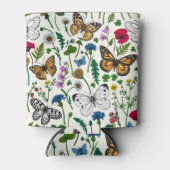 白い花と蝶 缶クーラー (正面)