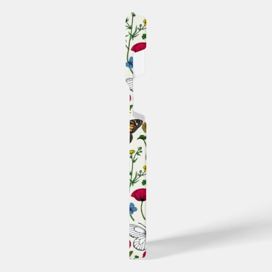 白い花と蝶 iPhoneケース (左側面)