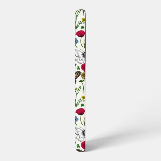 白い花と蝶 SAMSUNG GALAXYケース (左側面)