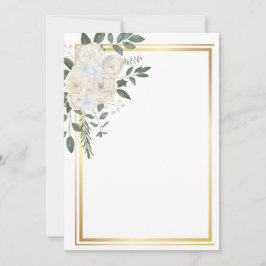 白い花と金のフレーム 招待状