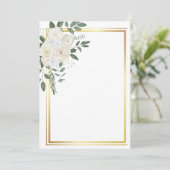 白い花と金のフレーム 招待状 (スタンド正面)