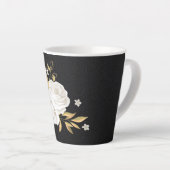 白い花と金の葉 黒 カフェラテマグ (右アングル)