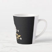 白い花と金の葉 黒 カフェラテマグ (右)