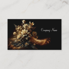 白い花と金ゴールドグリッター 名刺