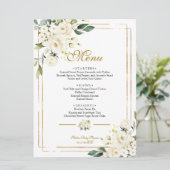 白い花と金ゴールドフレームベビーシャワーメニュー メニュー (スタンド正面)