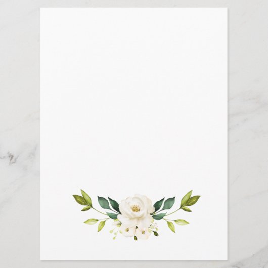 白い花と金ゴールドフレームベビーシャワーメニュー メニュー (裏面)