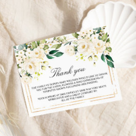 白い花と金ゴールド葬式ありがとうご注意 サンキューカード