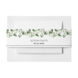 白い花と離れの結婚枝 招待状ベリーバンド