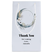 白い花と青い三日月ありがとう スモールペーパーバッグ (正面)