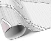 白い花にピンクの蓮の花を咲ストライプかせる ラッピングペーパー (ロールコーナー)