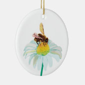 白い花にミツバチ セラミックオーナメント (右)