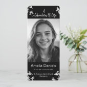 白い花のお祝いのLife Photo Card 招待状 (スタンド正面)