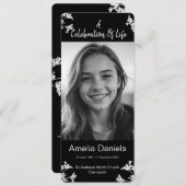 白い花のお祝いのLife Photo Card 招待状 (正面/裏面)