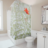 白い花のかわいらしいケシのシャワー・カーテン シャワーカーテン (インサイチュ)
