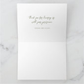 白い花のウェディングサンクス, グリーンのウェディング サンキューカード (内部)