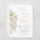 白い花のウェディング招待状, グリーンウェディング 招待状 (正面)