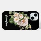 白い花のエレガントなブーケと緑の葉 Case-Mate iPhoneケース (裏面 (横))