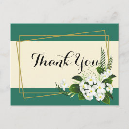 白い花のエレガントな幾何学フレーム ありがとうございます ポストカード