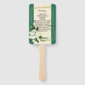 白い花のエレガントな幾何学的なウェディングプログラム枠 ハンドファン (裏面)