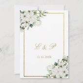 白い花のエレガントな結婚式招待状(スペイン語) 招待状 (裏面)