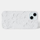 白い花のエンボス加工フラワー柄スマホケース Case-Mate iPhoneケース (裏面 (横))