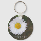 白い花のキーチェーンのショット。 keychain キーホルダー (正面)
