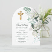 白い花のグリーンアーチ ファーストコミュニオン 招待状 (スタンド正面)