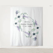 白い花のグリーンウェディングシャワー背景 タペストリー (正面)