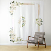 白い花のゴールドフォトブース！ 8歳の誕生日 タペストリー (インサイチュ)