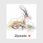 白い花のシール付き水色ガゼル シール (シート)