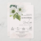 白い花のスペイン風のキンセアニエラ招待状 招待状 (正面/裏面)