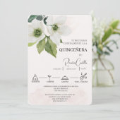 白い花のスペイン風のキンセアニエラ招待状 招待状 (スタンド正面)