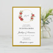 白い花のスペイン風結婚式招待状 招待状 (スタンド正面)