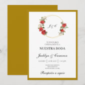 白い花のスペイン風結婚式招待状 招待状 (正面/裏面)